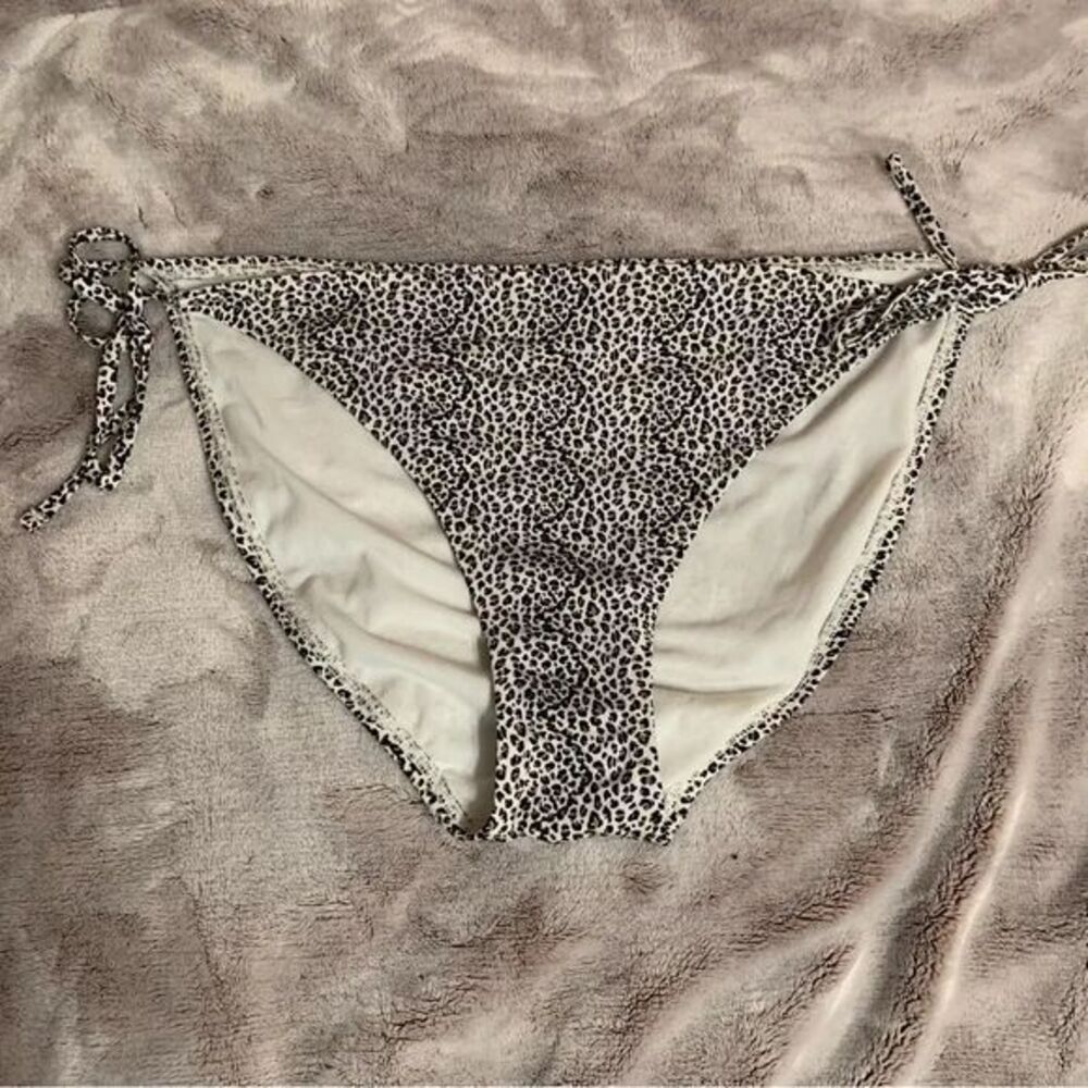 Xhilaration Bikini Bottoms Womens XLTie Side Leopard Print Swimsuit Summer White